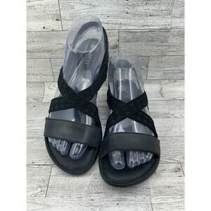 Born Mai Black Leather Elastic Slingback Sandals Women Sz 7M F01003 Handcrafted